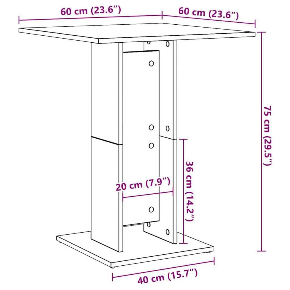 Bistro Table, Concrete Grey, 60x60x75 Cm, Wood-based Material