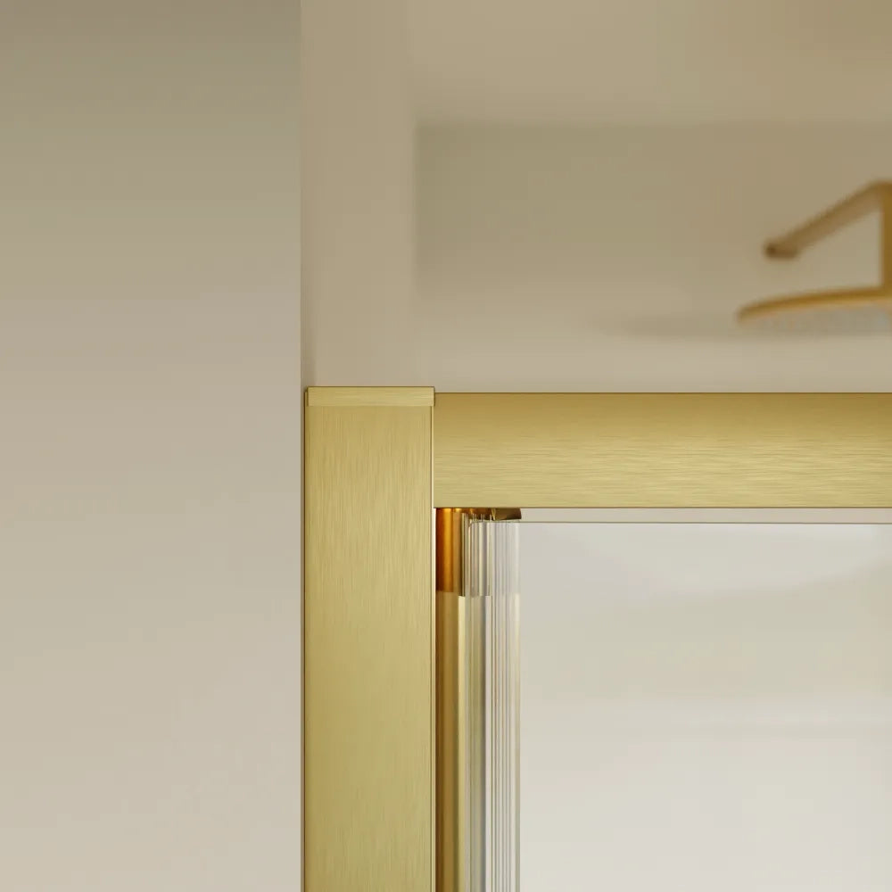 Porta doccia 80cm con apertura saloon profili slim oro spazzolato vetro 6mm trasparente anticalcare h190 | Portofino