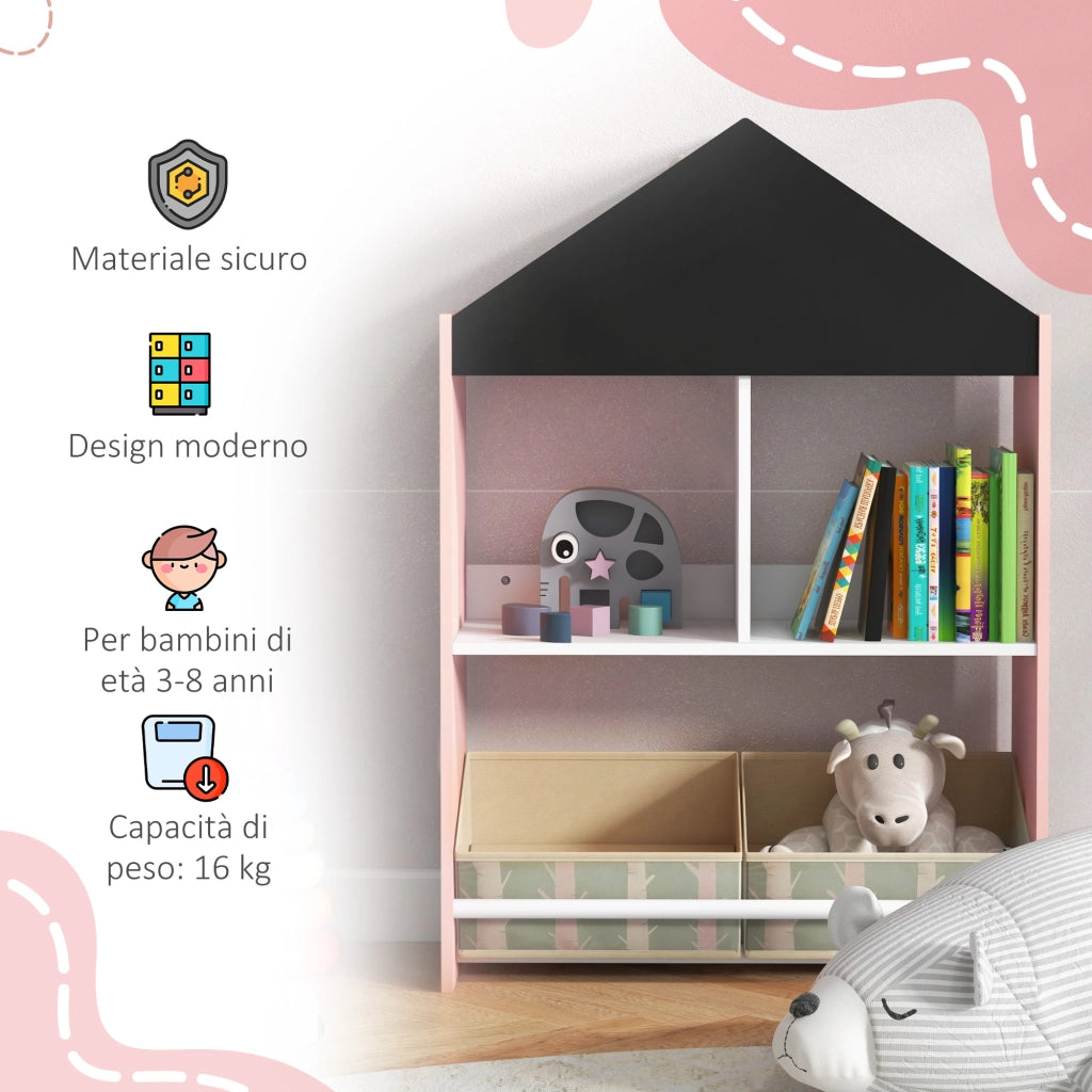 Libreria Portagiochi per Bambini con Ripiani e Cassetti ¨C Minimal ¨C Rosa