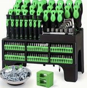 Set di attrezzi per la manutenzione domestica e DIY con contenitore in plastica per la conservazione e 118 pezzi di set di chiavi a ingranaggi magnetici.
