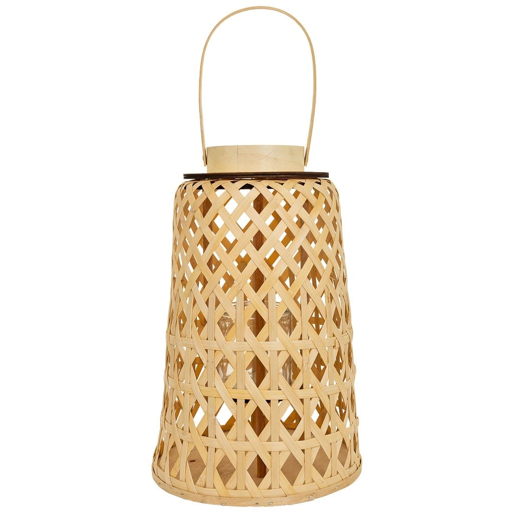 Lanterna portacandele in bambù marrone d26,5x41h