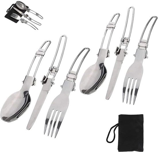 Set di Cucina da Campeggio - Raffreddabile Ultraleggero - 3 Pezzi - Nero - Incluso Borsa