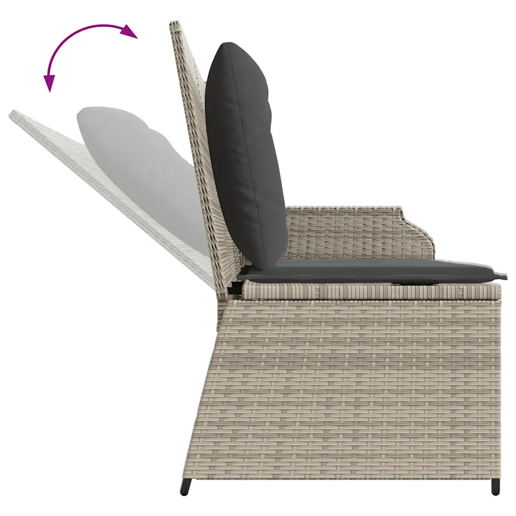 Panchina Reclinabile Giardino | Panca da Giardino con Cuscini Grigio Chiaro Polyrattan
