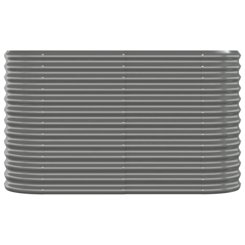 Aiuola ovale rialzata 114 x 40 x 68 cm spaziosa e resistente alle intemperie realizzata in acciaio zincato grigio 02_0046563