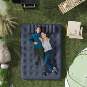 MATERASSO GONFIABILE 203x152x22 cm Blu con pompa manuale e 2 cuscini