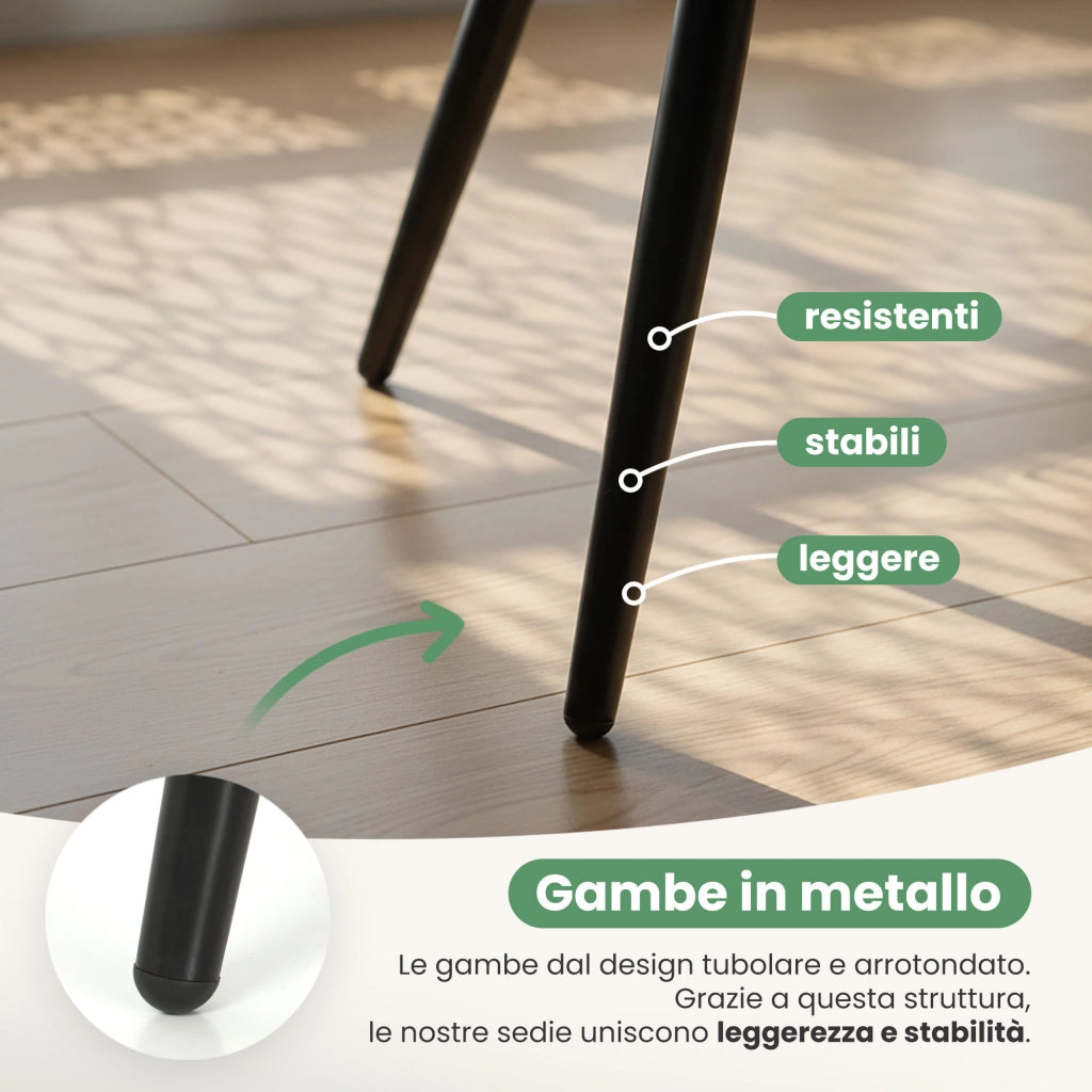 Set di 2 Sedie imbottite con cuciture quadrate LUXANO Beige gambe nere