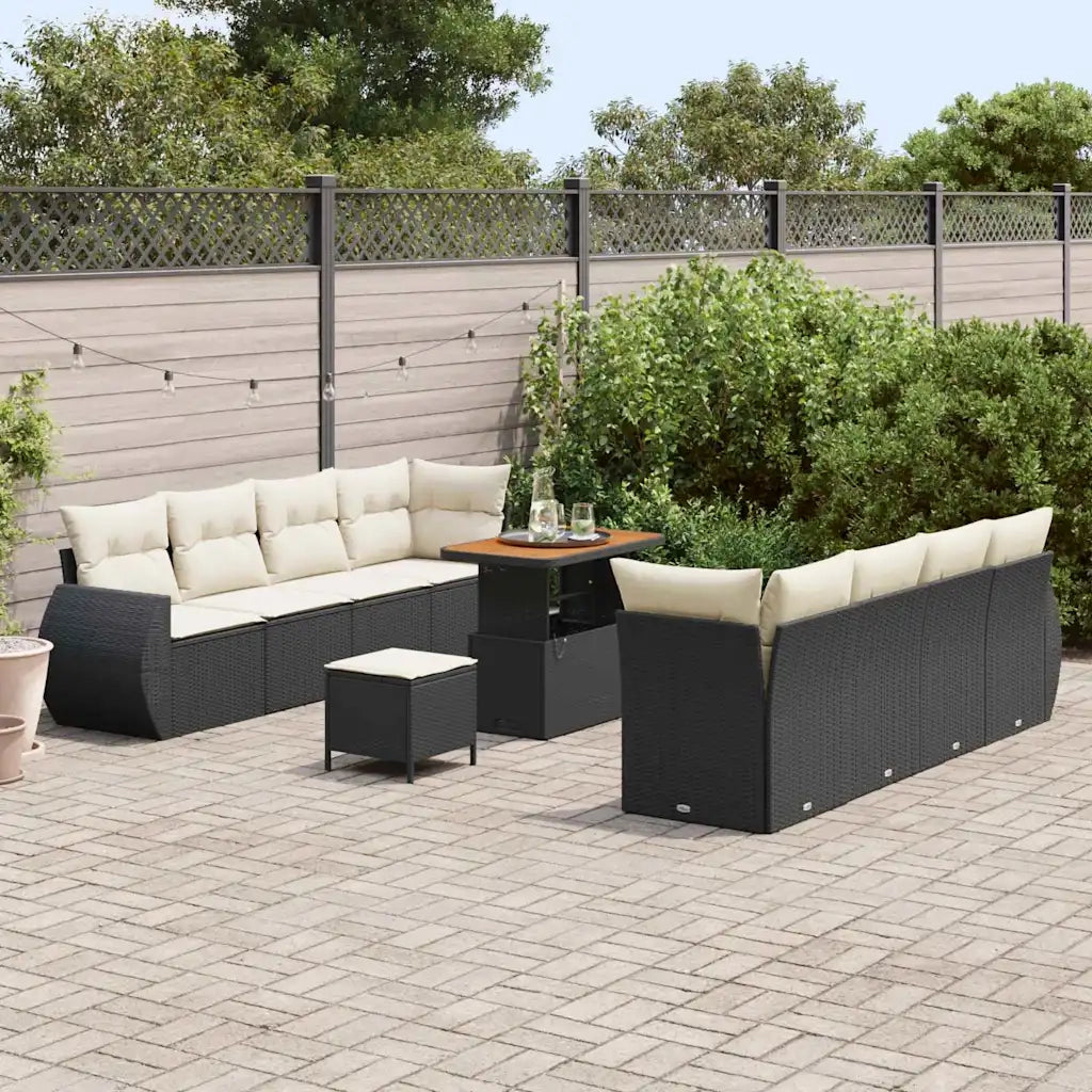 Set Divano da Giardino con cuscino 11 pcs Nero polyrattan 3361850
