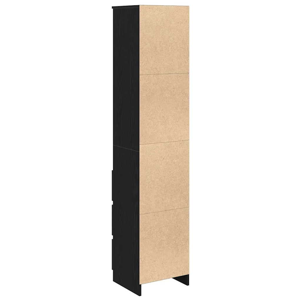 Credenza-Buffet-Armadio da cucina Rovere Nero 37,5x35x180 cm in Legno Multistrato 391813
