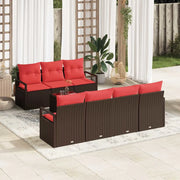 Set di divani con cuscino 8 pcs Marrone e Rosso polyrattan 3346294