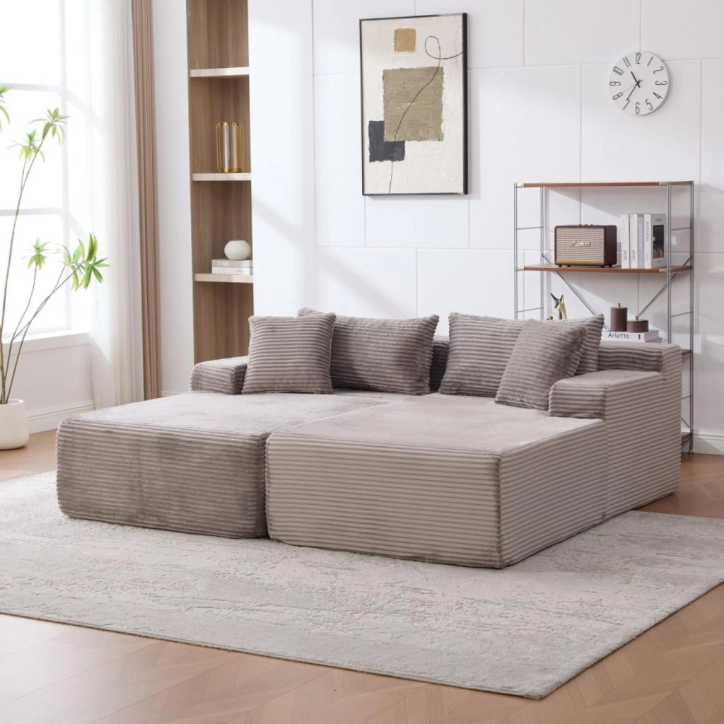 Divano modulare, divano compatto, divano in ciniglia, schiuma ad alta elasticità 30D, base antiscivolo, 2 posti, grigio