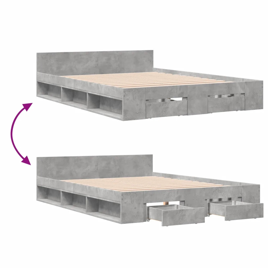 Giroletto Cassetti Grigio Cemento 120x200 cm Legno Multistrato