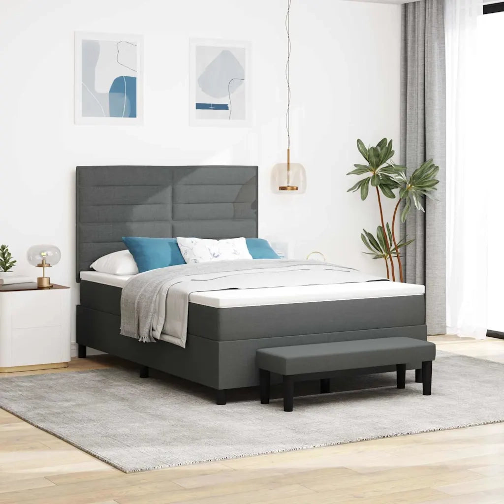 Letto a molle con cuscino Grigio scuro 140 x 190 cm Tessuto 3343989
