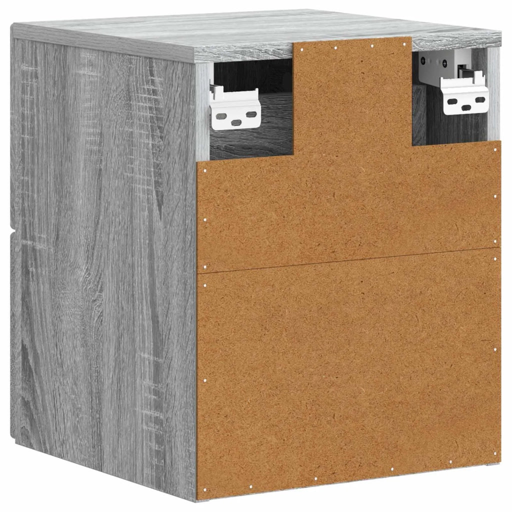 Set di 2 Comodini | Armadio da Notte | Mobiletto da notte a muro Grigio Sonoma 33 x 34,5 x 40 cm