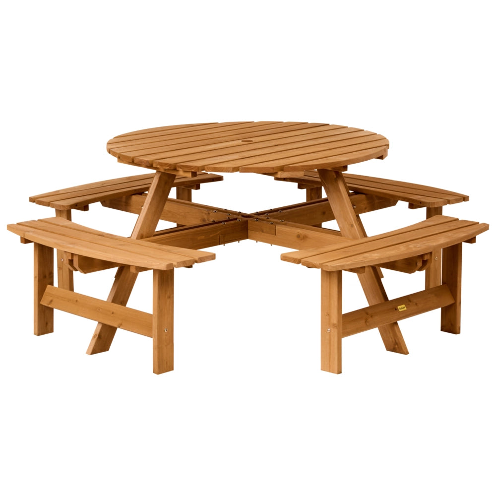 Tavolo da pranzo da giardino in stile rustico con struttura in acciaio e piano in legno di acacia marrone chiaro