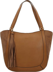 Borsa a Tracolla con Zip Cognac Marrone