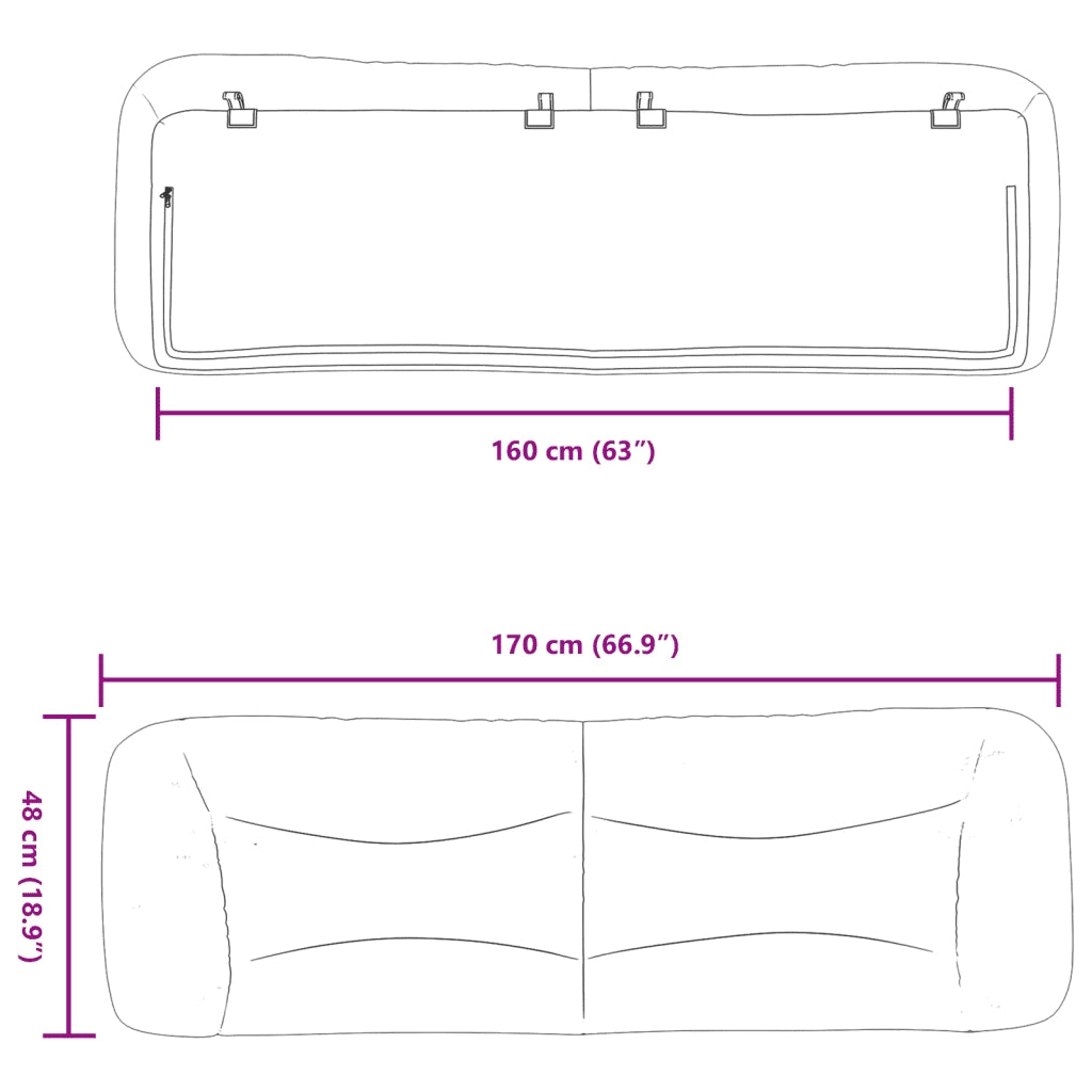 Cuscino Testiera Hvar Blu 160 cm in Tessuto CFW6782158