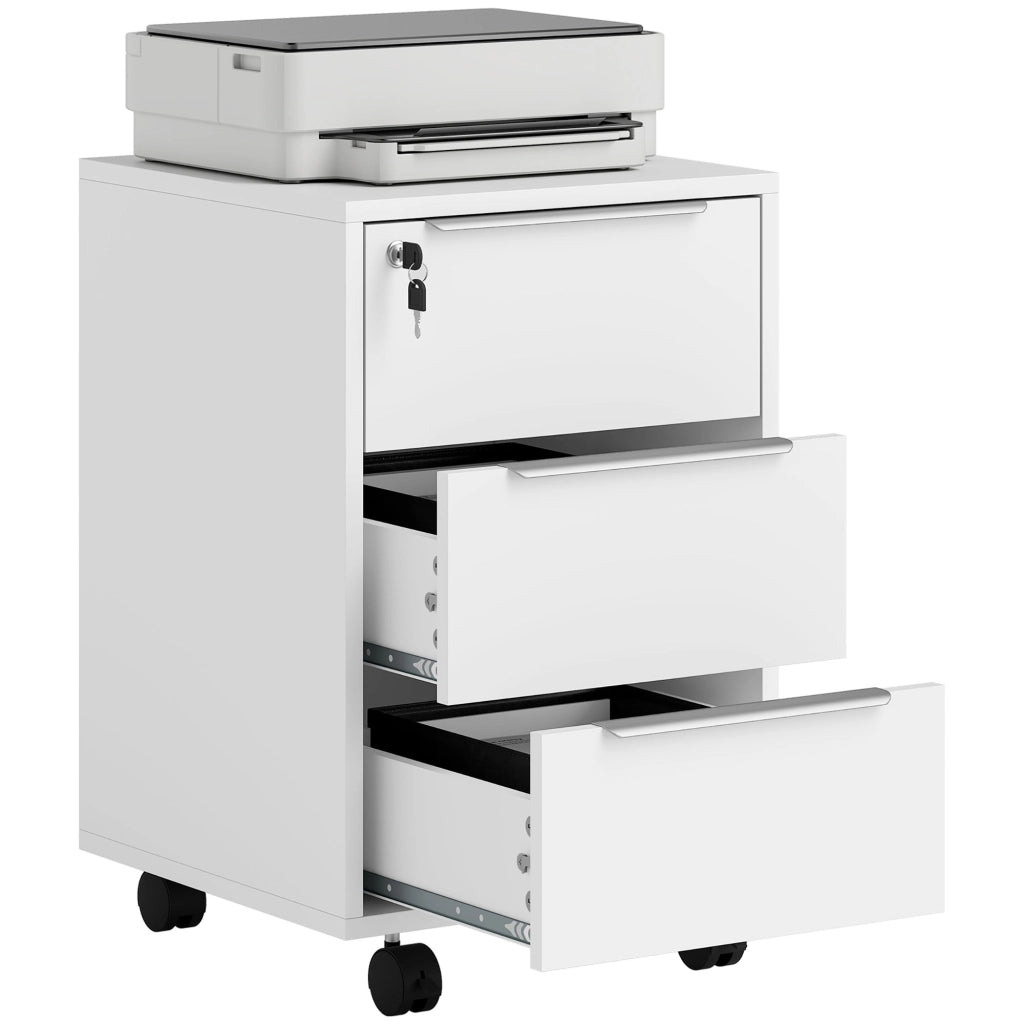 Scrivania con cassetti e ruote ¨C Minimal ¨C Bianco 40x40x63.5 cm
