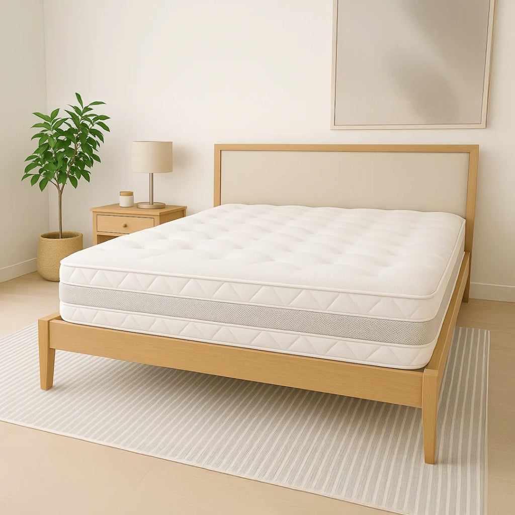 Materasso 140x190 matrimoniale ergonomico e traspirante 20 cm | Comfort naturale e design scandi ad alta rigidità | The White Stone