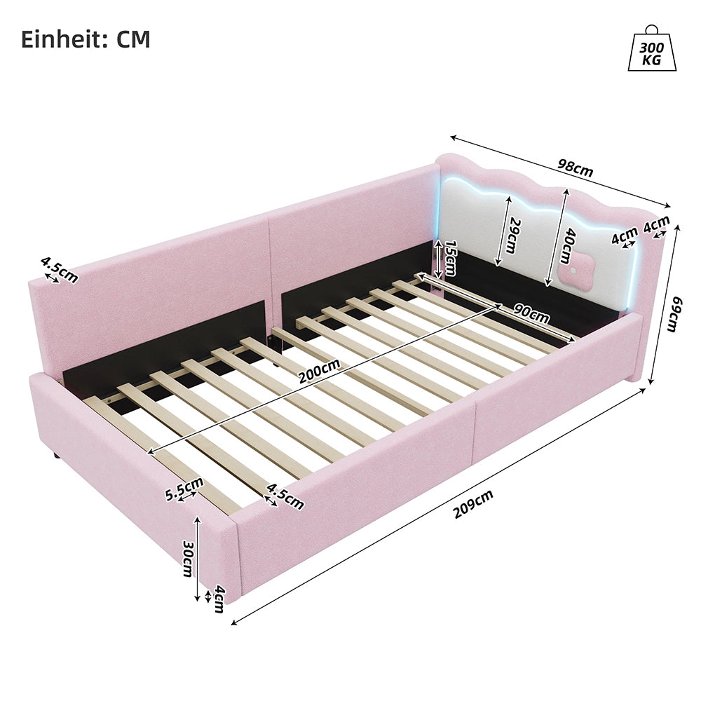 Daybed - Xylo - 90x200 cm LED pile rosa