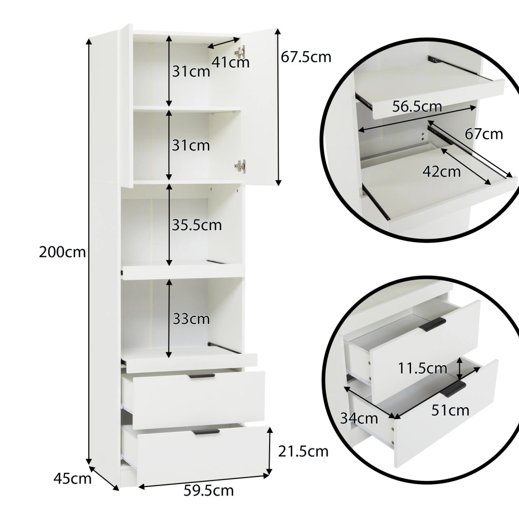 ARMADIO CUCINA 59,5x45x200 cm Bianco in PB e MDF