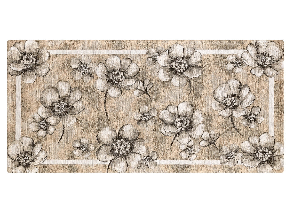 Tappeto Passatoia Cucina Corsia Retro Antiscivolo Disegno Emily By Suardi - 55x190 - Tortora