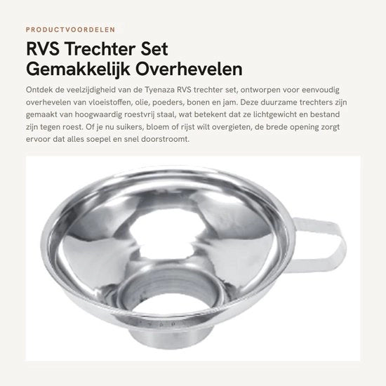 Trechter RVS per Cucina - Grande - Con Filtro - per Liquidi - Leggero e Sostenibile