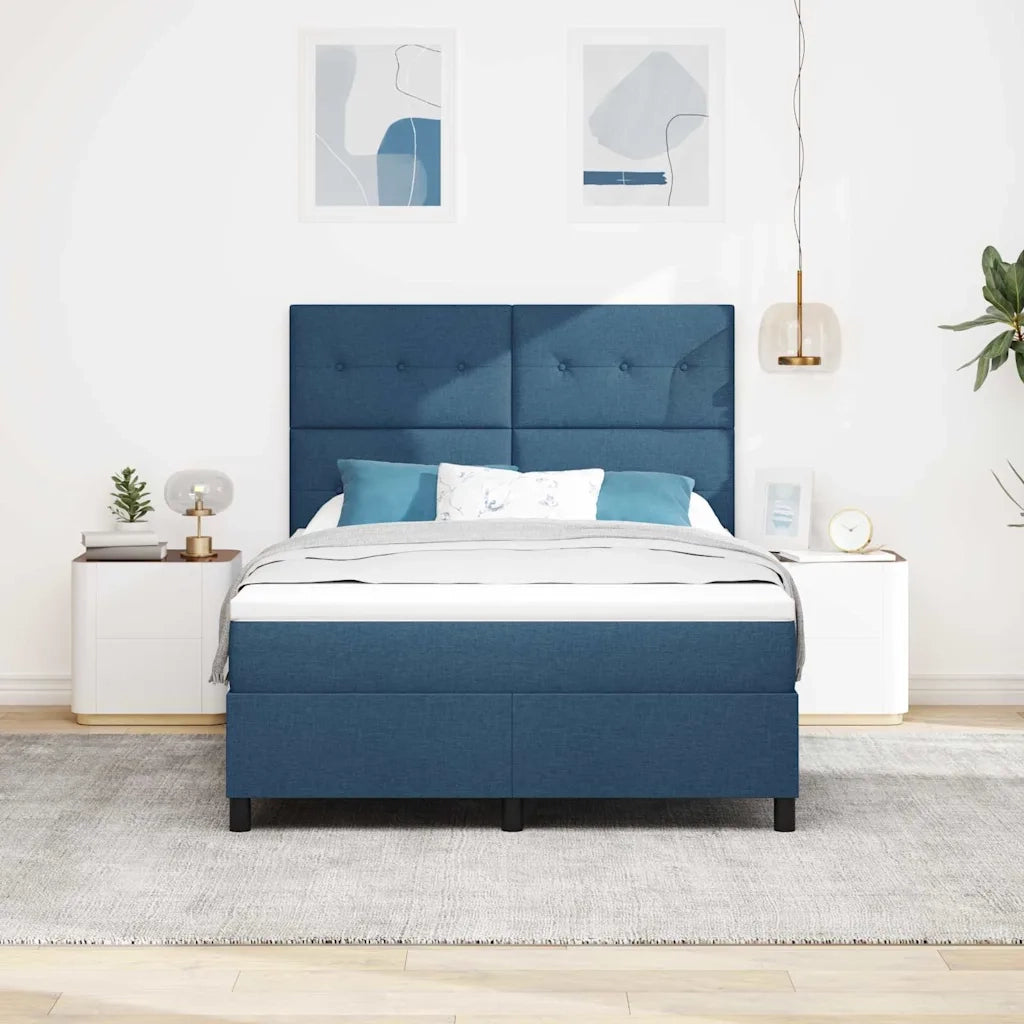 Letto a molle con materasso con led Blu 140 x 190 cm Tessuto
