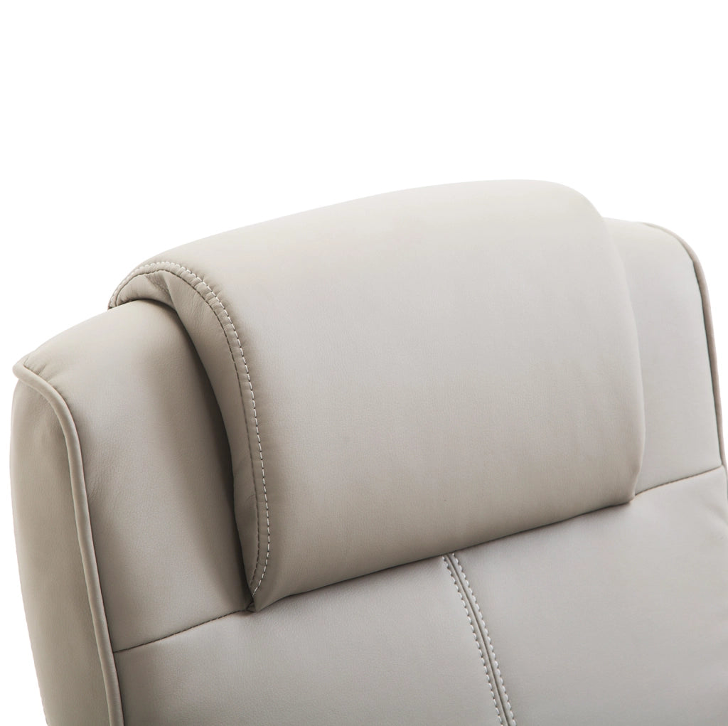 Poltrona Relax Girevole 360° con Poggiapiedi in Ecopelle Grigia, 78×67×98 cm