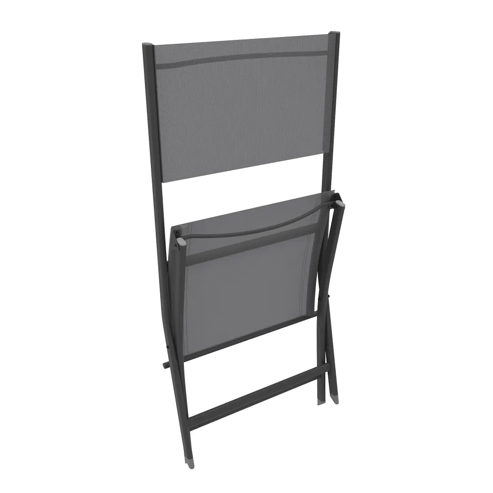 Set 4 sedie da esterno pieghievoli in textilene grigio scuro | Yalia