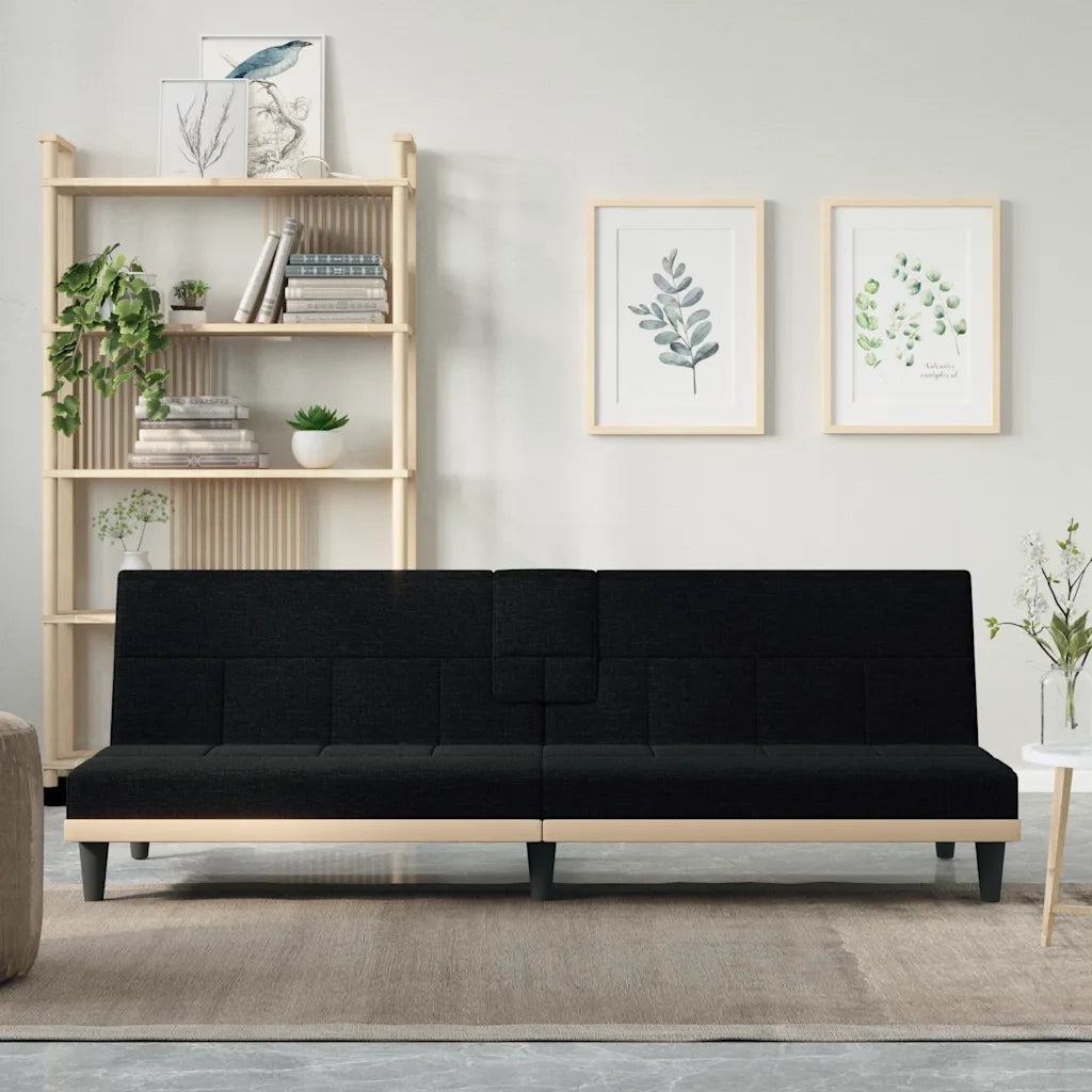 Divano letto | Sof¨¤ letto | Letto singolo con Portabicchieri in Tessuto Nero
