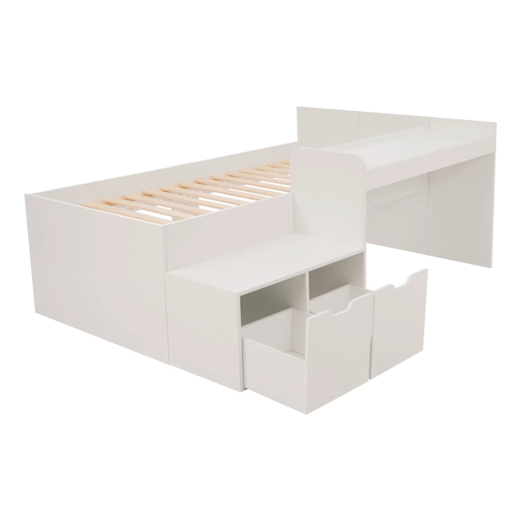 Letto per bambini con scrivania bianco 90x200 cm