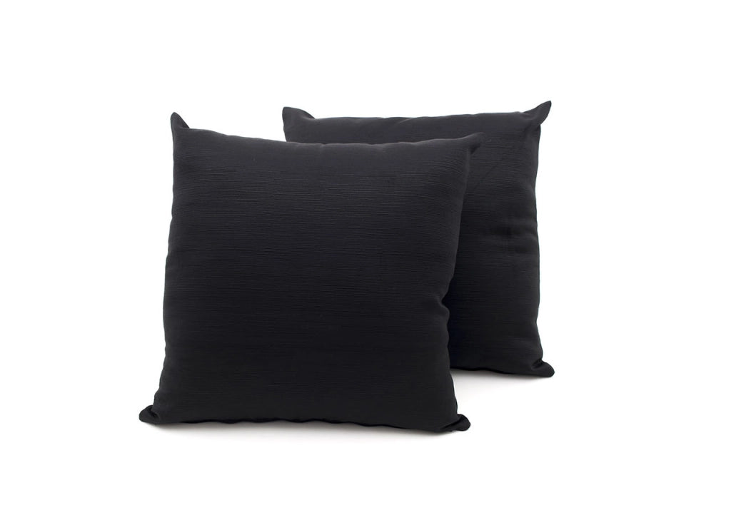Coppia Cuscini Arredo Imbottiti Tessuto Ottoman In Tinta Unita Colore Nero 22 - 40x40 - Nero 22