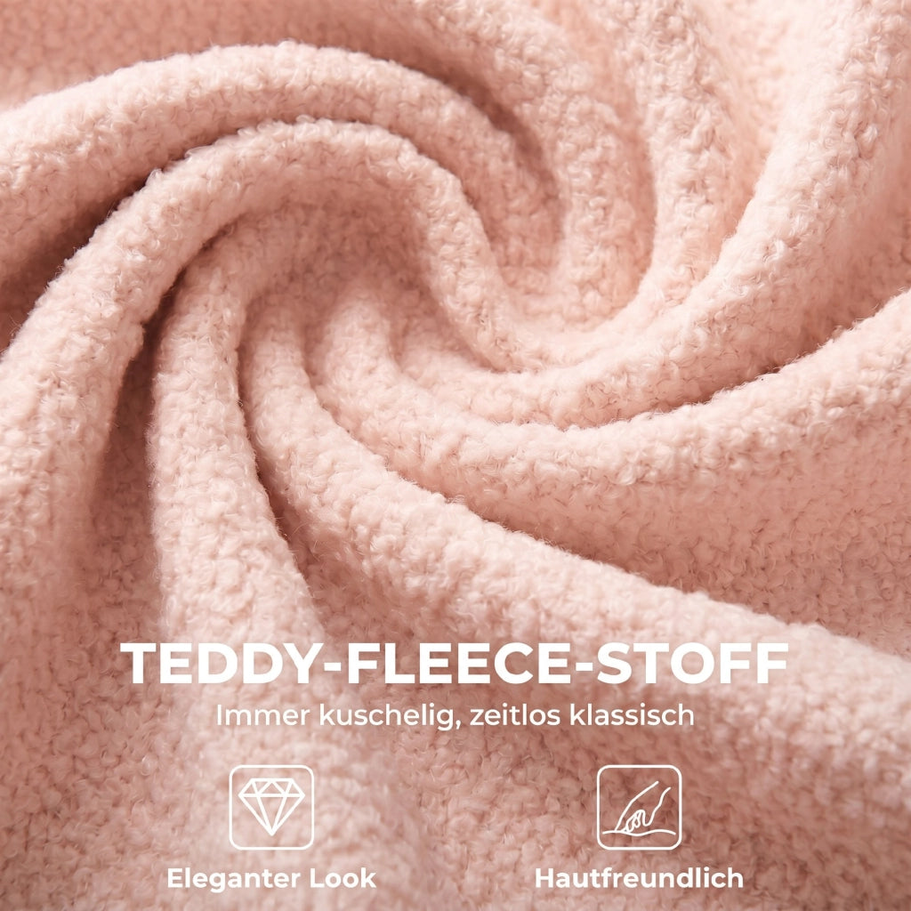 Sedia da Ufficio Girevole Regolabile in Altezza con Rivestimento in Teddy Fleece, 52x59x75,5-84,5 cm, Rosa