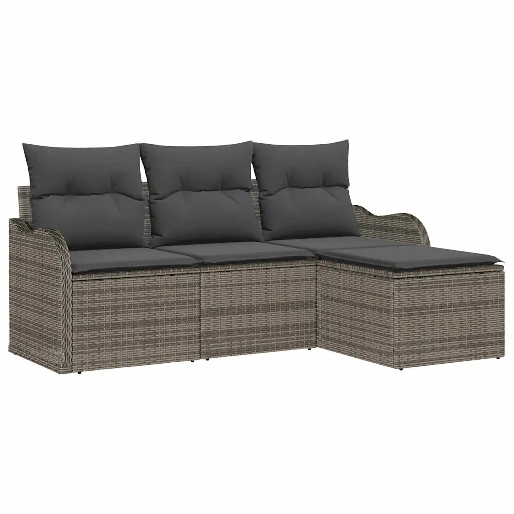 Set Divano da Giardino 4 pcs Grigio polyrattan