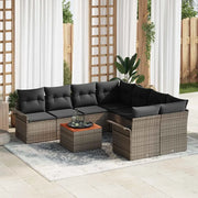Set Divano da Giardino 9 pcs Grigio polyrattan