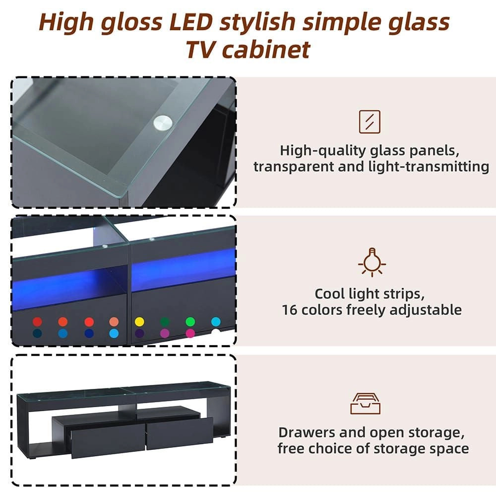 Mobile TV nero - Xylo - 2 cassetti LED per 70"