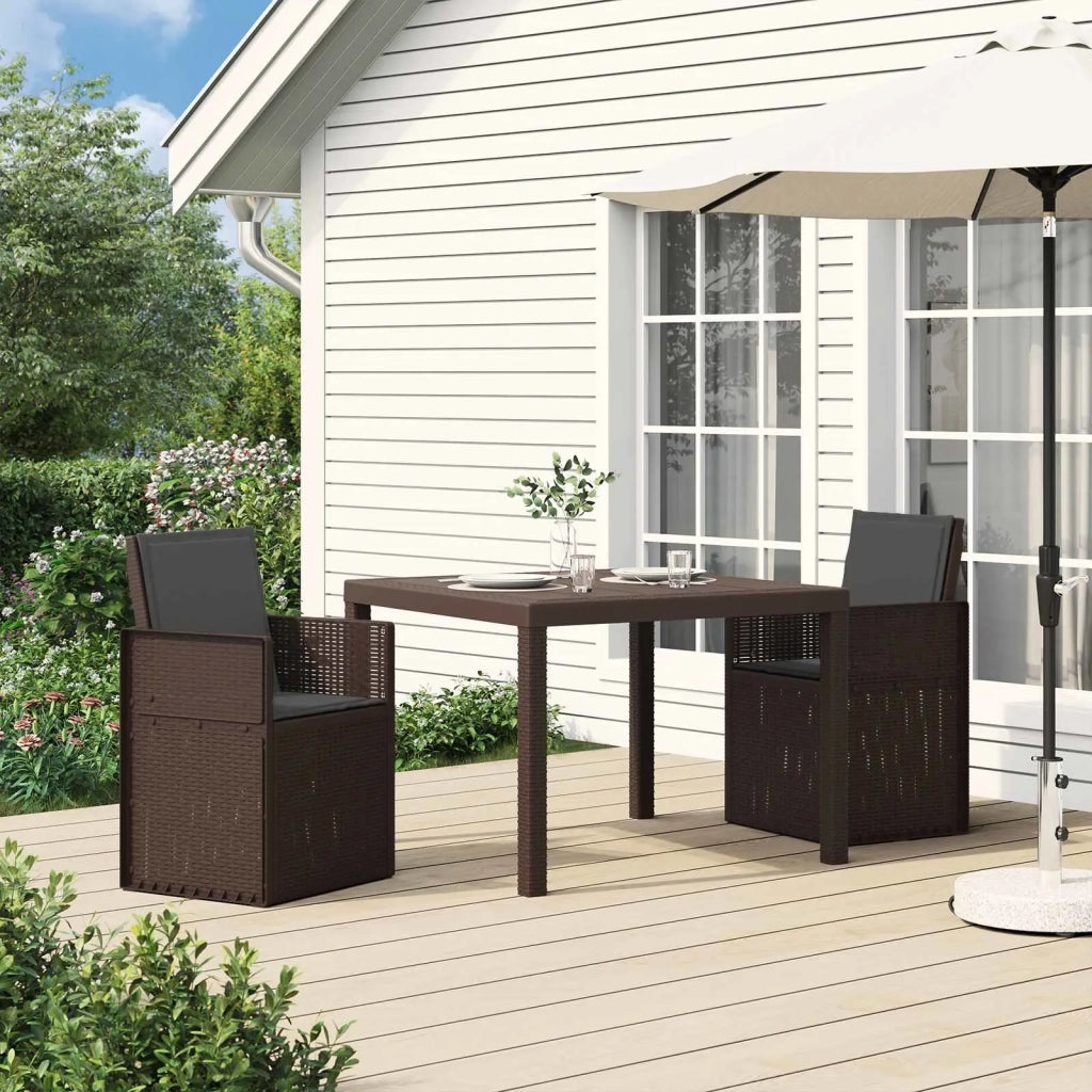 Set da Pranzo per Giardino 3 pcs Marrone e Antracite PP 3430044