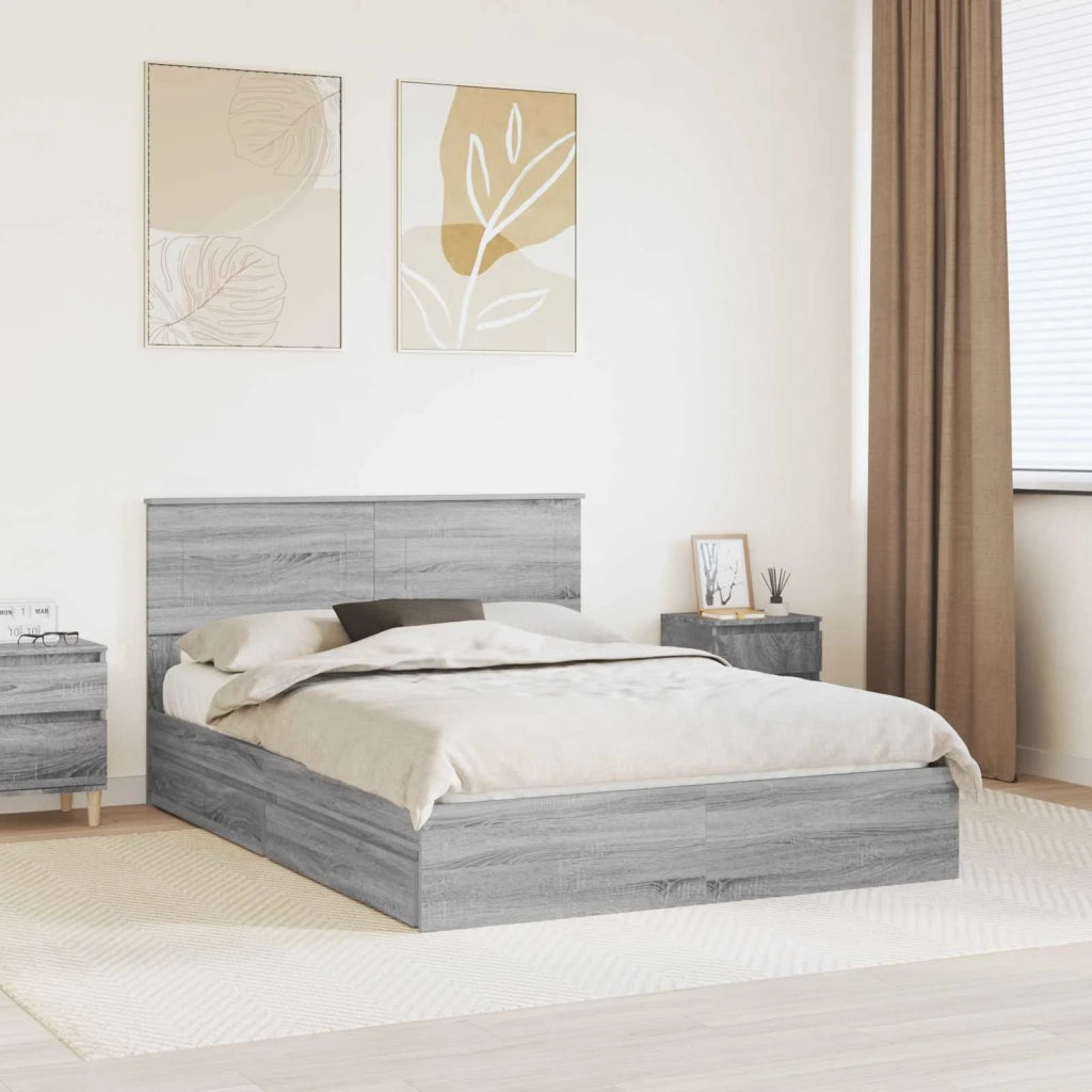 Letto con Contenitore con testiera Grigio Sonoma 150 x 200 cm