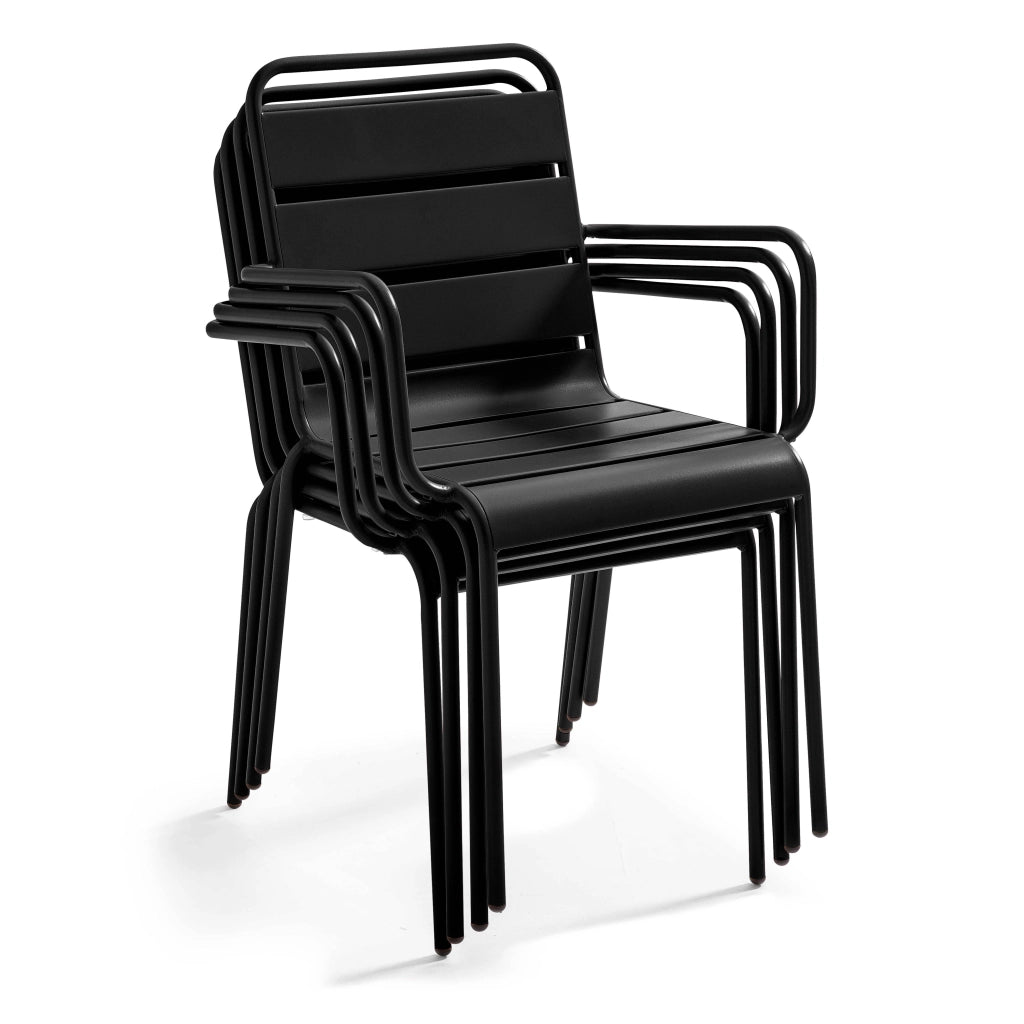 Oviala - Tavolo da 70 cm e 2 sedie da giardino in metallo nero
