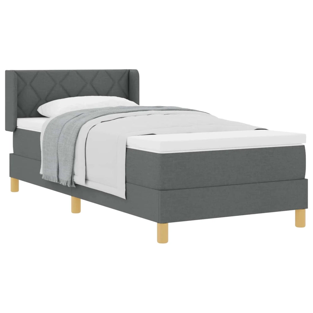 Letto a molle con materasso-Struttura Letto con Materasso Grigio scuro 190 x 90 cm Poliestere 176611