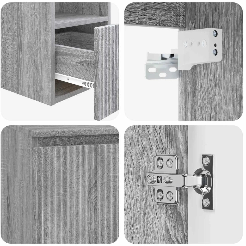 Set di Armadi da Bagno 3 pz Sonoma grigio 129 x 35 x 80 cm