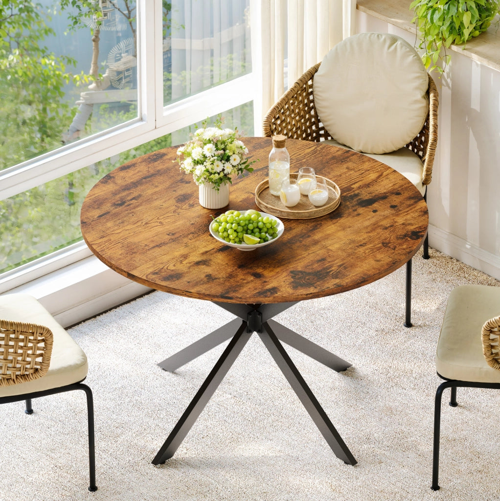 Tavolo rotondo da pranzo Ø120 cm stile industriale marrone/nero