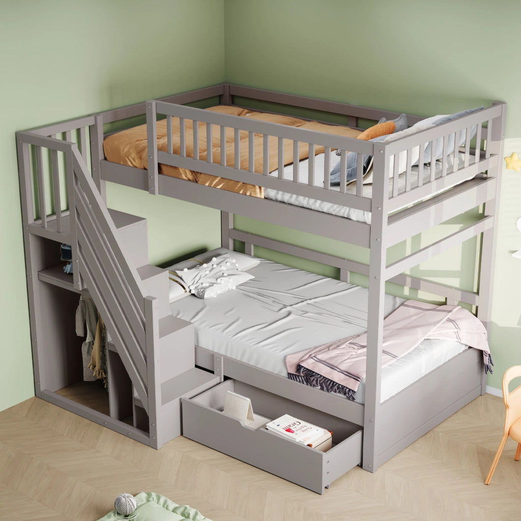letto a castello in legno grigio 90 x 200 cm