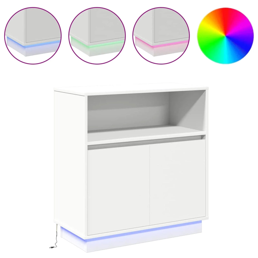 Credenza | Madia LED Bianco 71 x 34,5 x 75 cm Legno multistrato