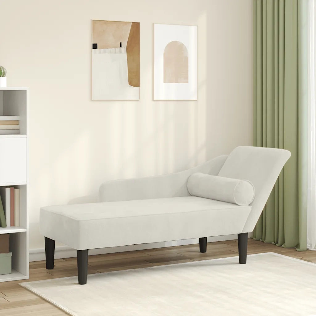 Chaise Longue con Cuscini Crema in Velluto 4007595