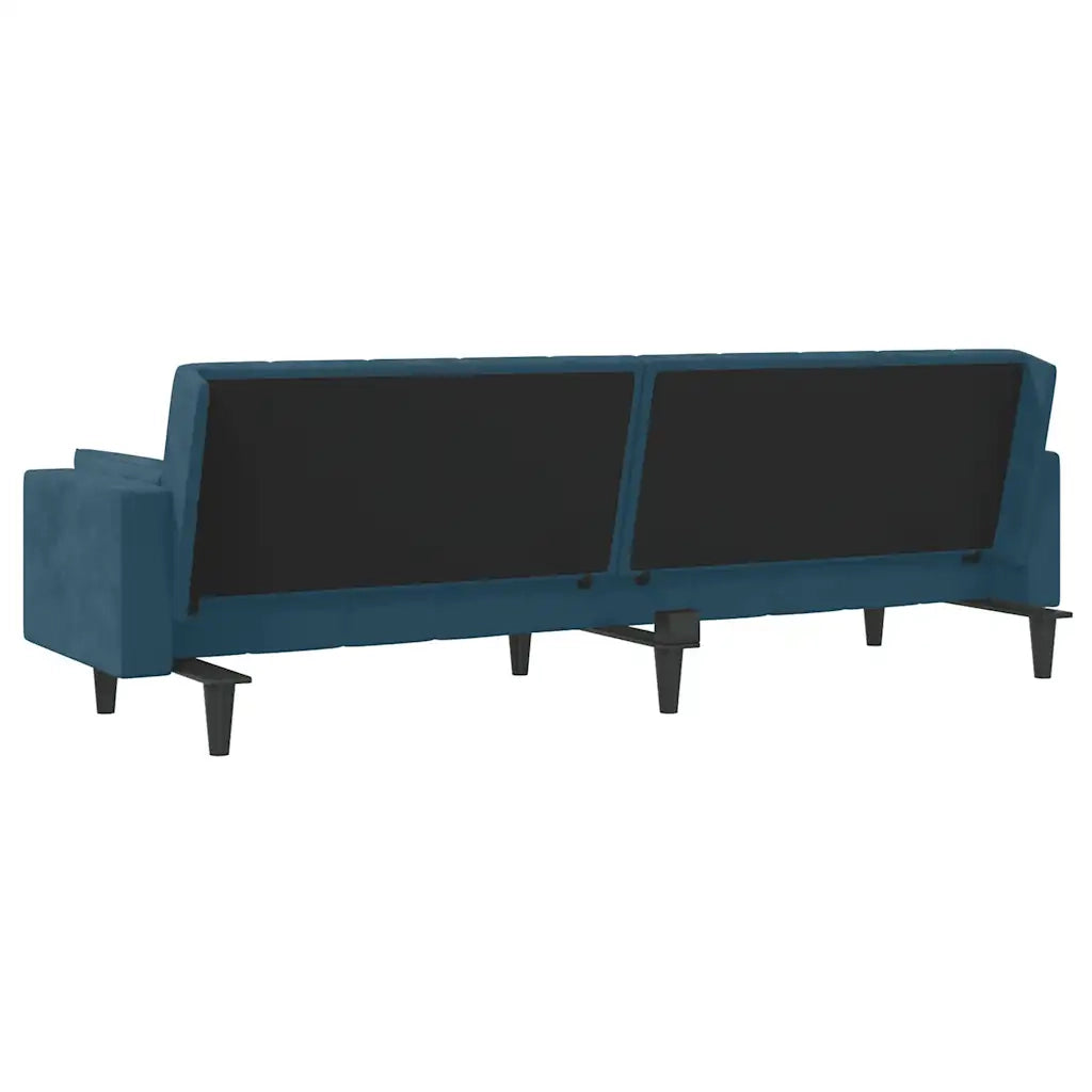 Divano letto | Sof¨¤ letto | Letto singolo a 2 Posti con 2 Cuscini Blu in Velluto