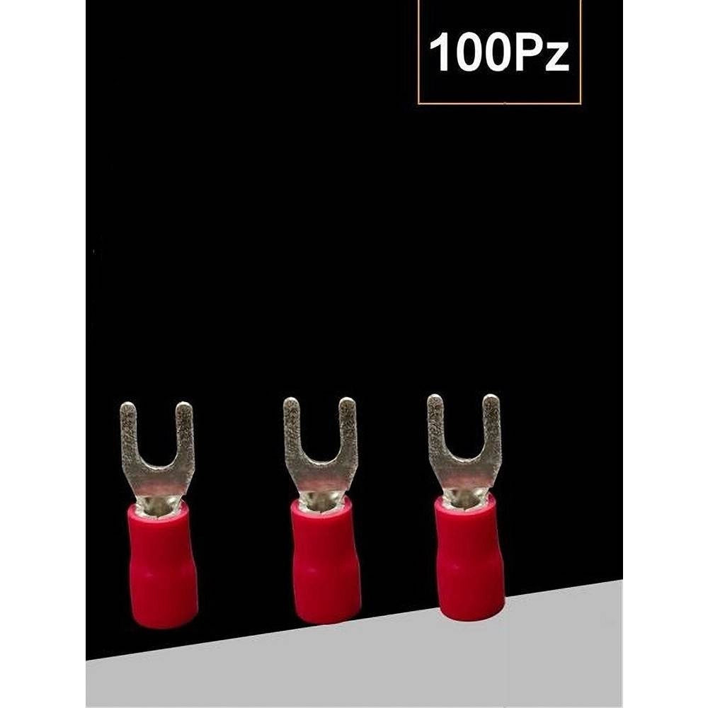 Trade Shop - Set 100pz Capicorda A Forcella A Crimpare Per Cavi 1.5-2.5 Mm² Isolato M4 Sv2-4 -