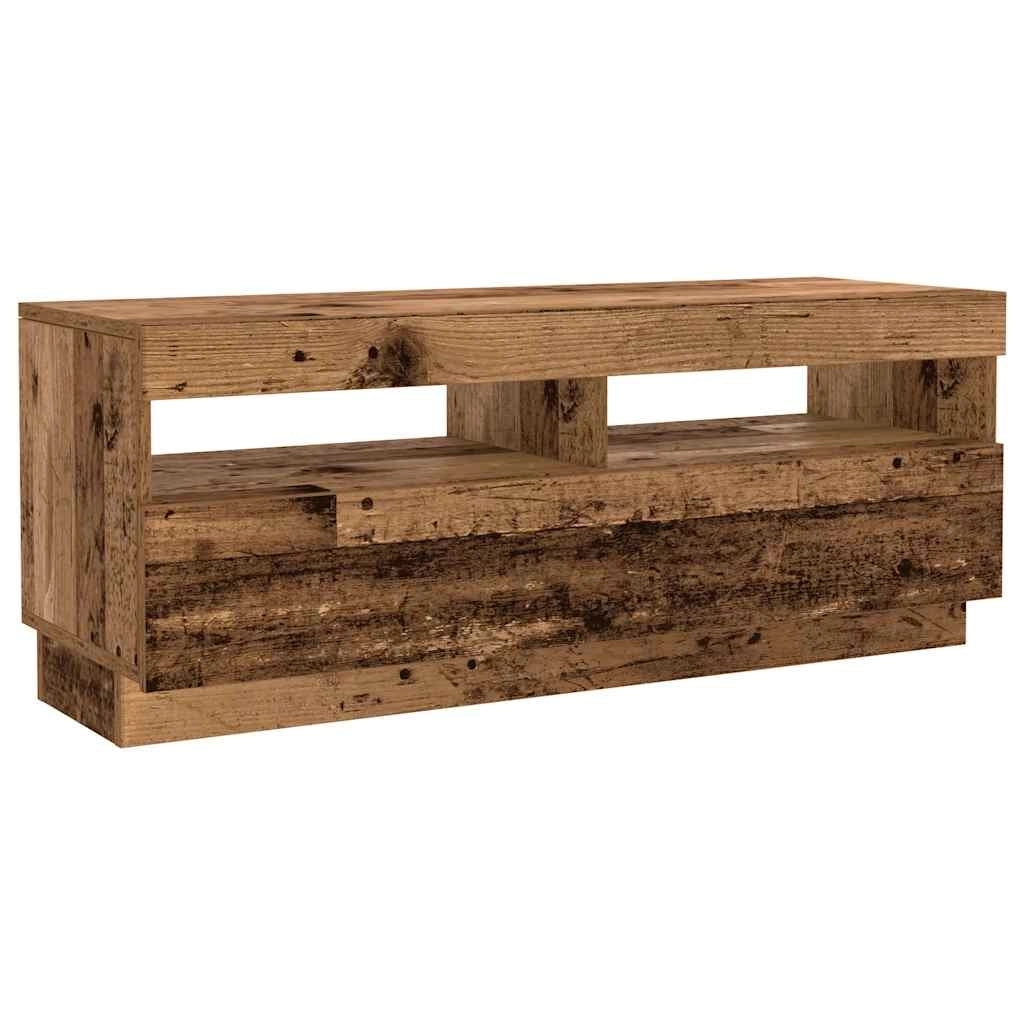 Set di 3 mobili porta TV con luci a LED ampia capacità di contenimento 300 x 35 x 40 cm legno composito finitura effetto legno anticato 02_0055889