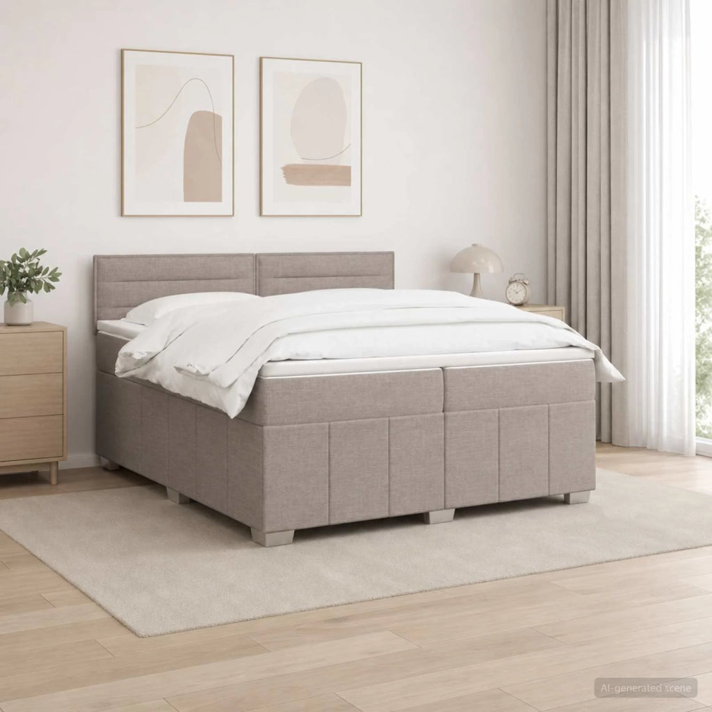 Letto box spring con materasso Tortora 200 x 200 cm Tessuto 3451287