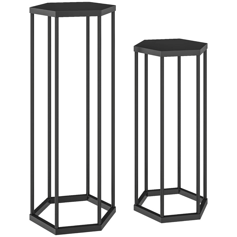 PORTA PIANTE Set da 2 pezzi 75/60 cm Metallo Nero